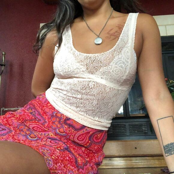 Lace mesh tank top creamy - Picture 1 of 3